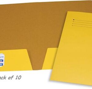 Brainware A4 Flap Document Folder – Yellow (Pack of 10)
