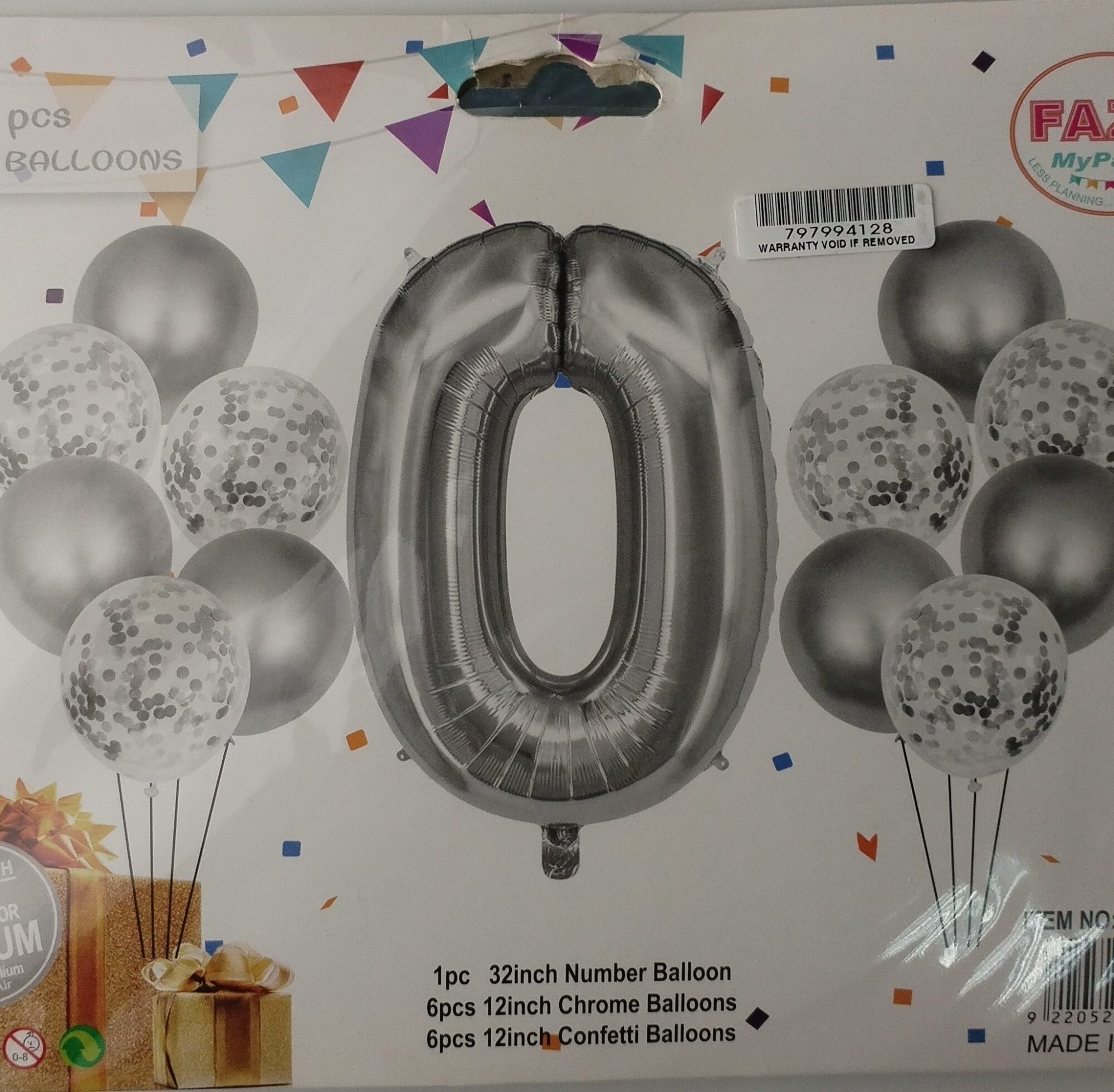 Casey 13pc Silver and White Balloon Set Nr.0