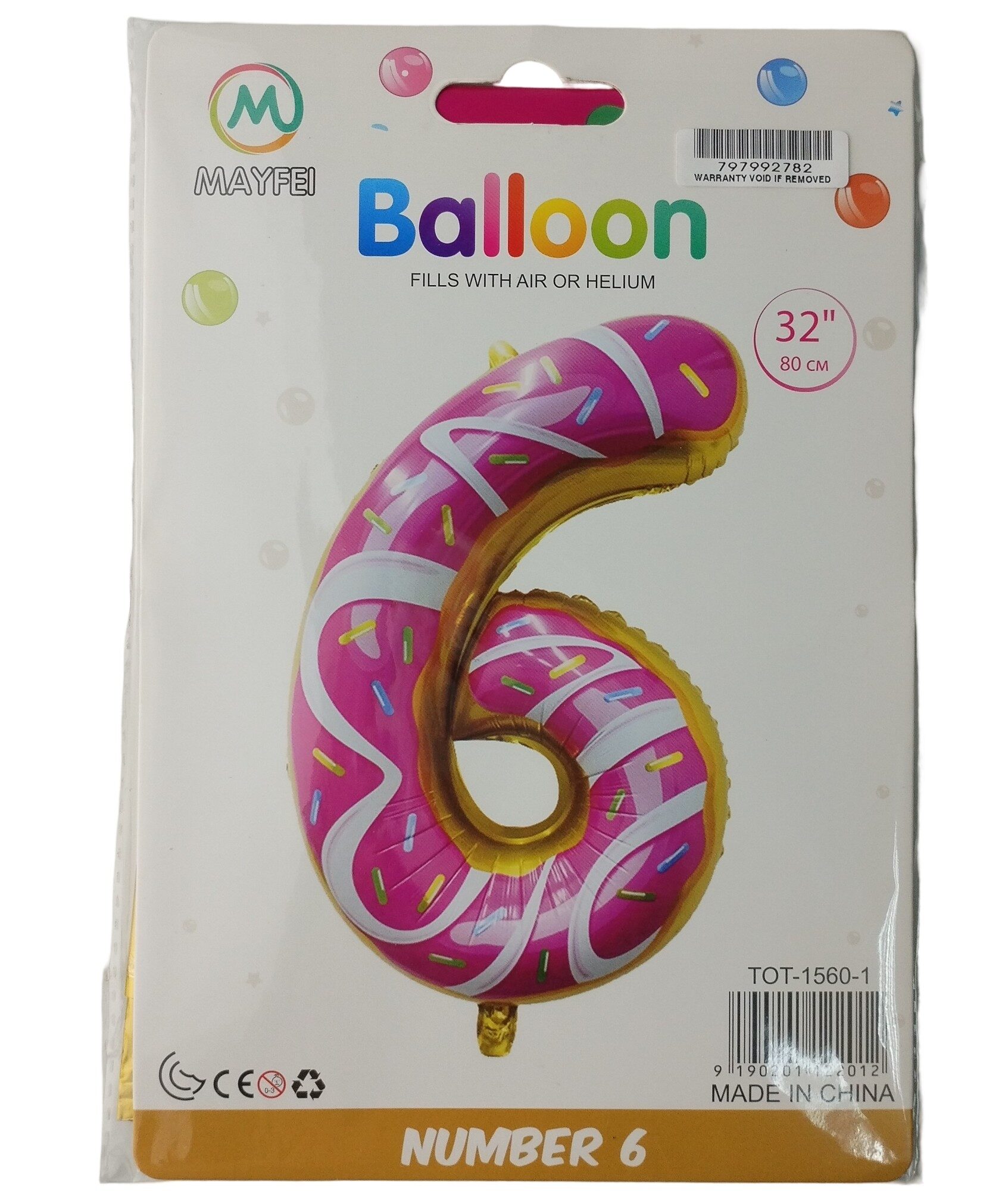 Casey 102cm Donut Balloon Number 6