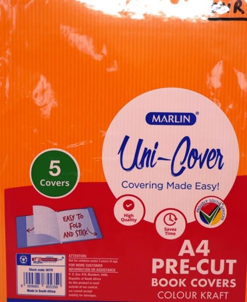 Marlin Kids Precut A4 Orange Kraft Paper Book cover 5 pack