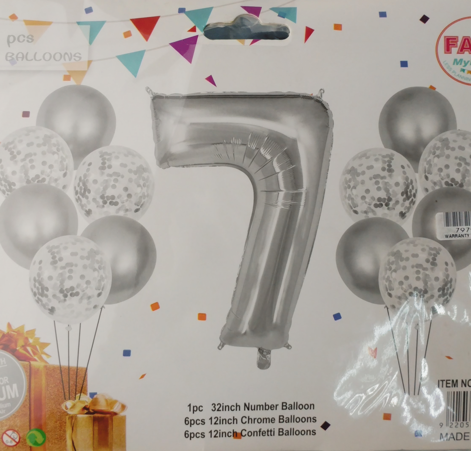 Casey 13pc Silver and White Balloon Set Nr 7
