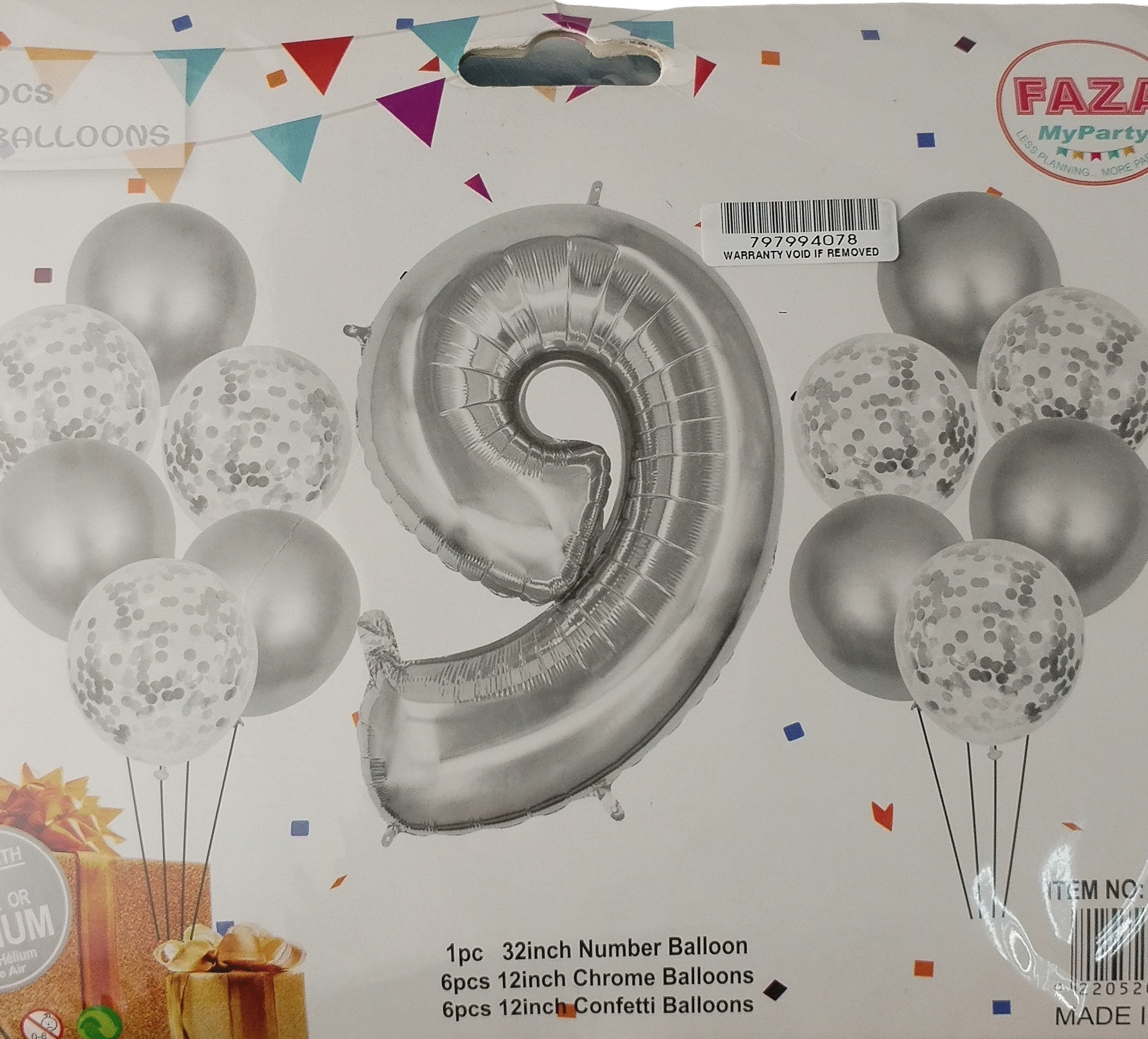 Casey 13pc Silver and White Balloon Set Nr 9